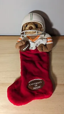 VTG University Of Miami Christmas Stocking Plush Bear NCAA Hurricanes Helmet  • $13.99