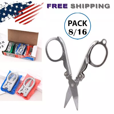 8/16 Pcs Mini Handy Folding Scissors Stainless Steel Travel Pocket Multi User • $10.76