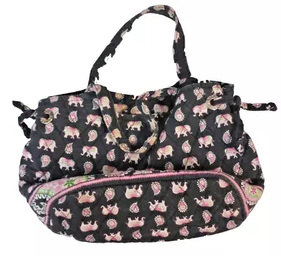 Vera Bradley Pink Elephants Bag Purse Handbag Expandable Made In Usa • $12.09