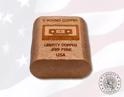 5 Pound .999 Fine Copper Bullion Bar - Retro Cassette Tape - Collectable Art Bar • $55.99