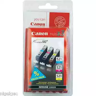 £27.97 • Buy Canon Cli521 3 Pack Mp560 Mp620 Mp630 Mp640  Cli-521 