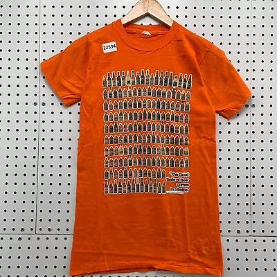 Vintage 80s Beer Shirt Orange Single Stitch Adult Small Fits 15.5x27.5 • $18.88