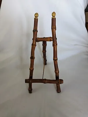 Large Vintage Wooden Bamboo Tabletop Easel With Gold Accents • $55