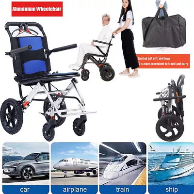 Folding Wheelchairs Travel Wheelchair Handbrake Ultra-Light Wheelchair Portable • $275.08