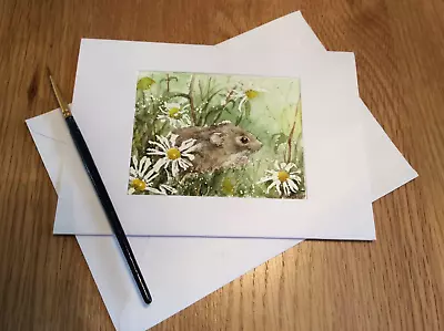 £8.99 • Buy Unique Hand Painted Card Of Mouse And Daisies