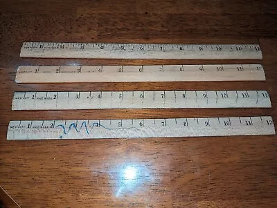 Lot Of 4 Vintage 12  Wescott Wooden Wood Rulers Made In USA • $6.90