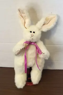 Vintage Ty White Bunny Rabbit Fully Jointed Stuffed Animal Plush Toy With Bow • $4.99