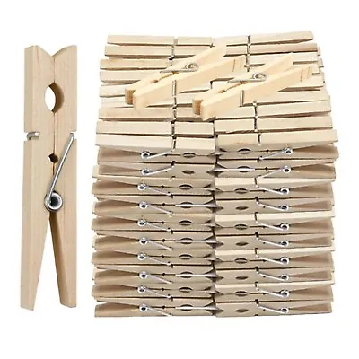 £4.49 • Buy Wooden Clothes Pegs Clips Pine Washing Line Airer Dry Line Wood Peg Gardens