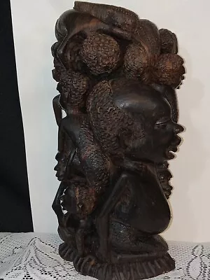 African Hand Carved Hard Wood Wooden Tree Of Life Sculpture Approx 10  Makonde • $34.99
