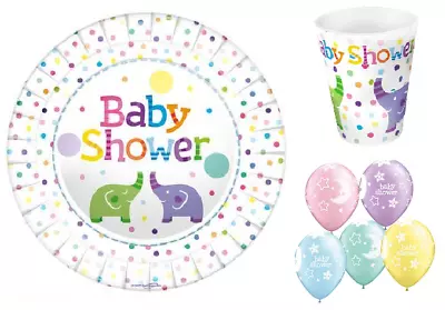 Baby Shower Party Decoration Boy Balloons Unisex Cups Plates Tableware Supplies • £3.29