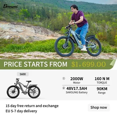 26  Aldult E-Bike Electric Bike Doppelmotor 2000W E Mountain Bike 840Wh 48V MTB • $1550