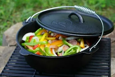 Cast Iron 5 Quart Dutch Oven Lid Campfire Pot Bake Fry Stew Trail Cooking Nature • $42.52