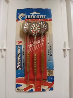 Unicorn Prizewinner Steel Tip Darts 3 Precision Brass Darts With Deluxe Wallet • $4.99