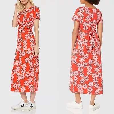 Find. Made In Portugal Red Floral Tie Waist Illustration Cotton Dress Sz Small • $30