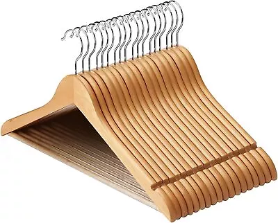 20/30/40 Pack Wood Clothes Hangers Smooth Finish Wooden Coat Hangers For Clothes • $15.98