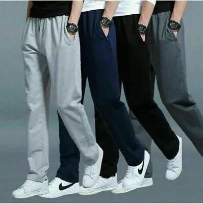 Mens Fleece Open Hem Bottoms Track Pants Casual Joggers Jogging Trousers S 2XL • £9.85