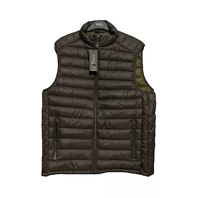 Mens M&S Down & Feather Gilet Lightweight Shower Resistant Navy Body Warmer • £35