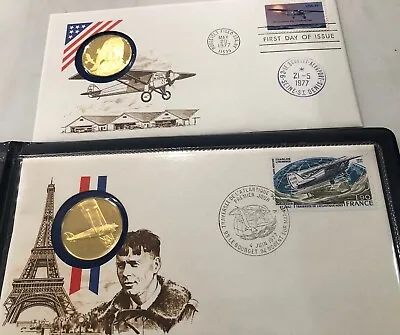 1977 Fleetwood The America-France Charles Lindbergh 2 Medals & First Day Covers • $24