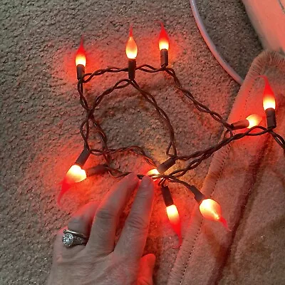 10 Bulbs Vintage Christmas Candle Red Flame Lights On String • $20