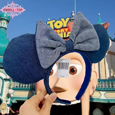 Japan Tokyo Resort Minnie Denim Stripe Blue Disney Parks Mickey Ears Headband US • $15.88