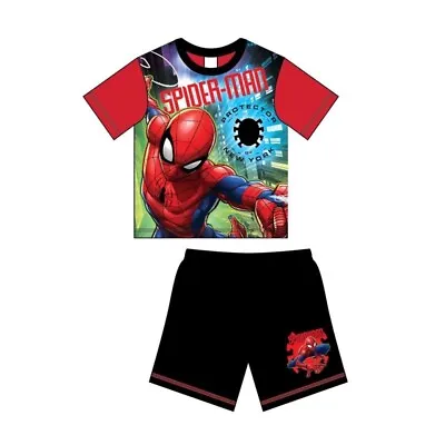 Official Boys Marvel Spider-Man Shorts Pyjamas Pajamas Pjs Kids Ages 5 6 8 10 • £7.99