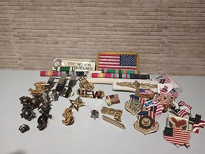 Vintage Military Lot Pins Patches Awards Badges Marines Navy Army • $24.95