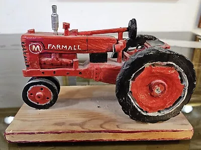 1950s Farmall Wood Model Tractor Hand Painted Crafted Display • $95