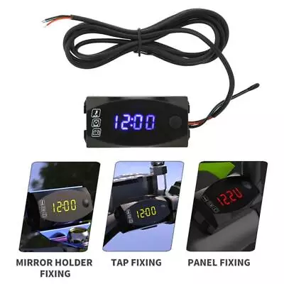 Motorcycle Voltmeter Thermometer Clock IP67 Waterproof Gauge 3-in- • $8.73