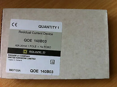 Square D QOE140B03 40a 30ma RCBO B Type MCB/RCD New • £65.89