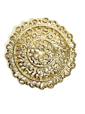 Vintage Signed Monet Textured Round Shape Gold Tone  1980’s Brooch • $9