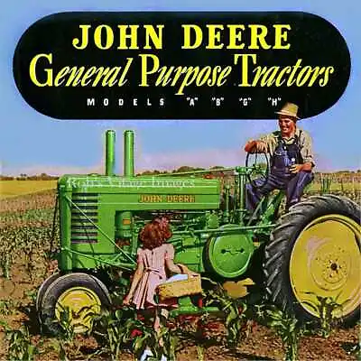 John Deere Poster Father Daughter GP Tractor Farming 1950 Art Print Ad  Photo  • $8.31