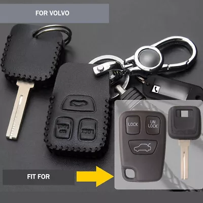 3 Button Leather Remote Key Fob Shell Case Cover For Volvo S40 V40 C70 1998-2005 • $23.65