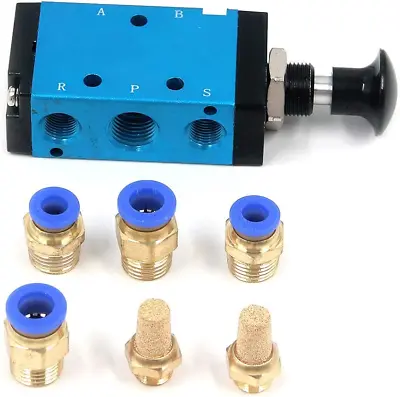 1/4  2 Position 5 Way Hand Valve 4R210-08 Pneumatic Solenoid Valve Manual Contr • $18.41