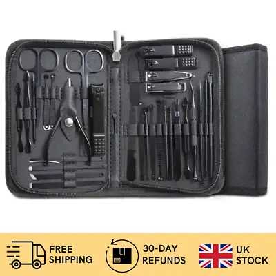 32 Piece Nail Care Kit Set Manicure Pedicure Cutter Clippers Case Mens Ladies UK • £14.99