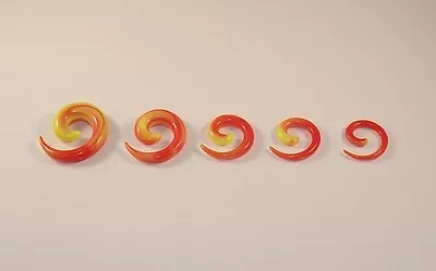 1 Pair 6g - 00g Red And Yellow Acrylic Spiral Tapers • $1.99