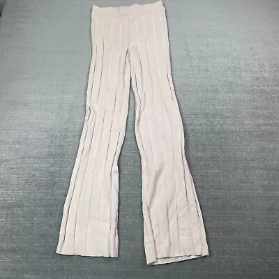 H&M Pants Women XS Beige Knit Ribbed Flare Minimalist High Rise Casual Lounge • $19.99