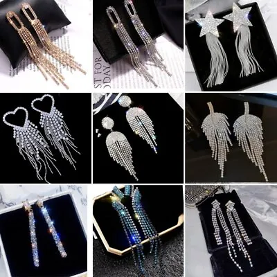 $2.02 • Buy 2022 Fashion Shiny Rhinestone Tassel Stud Earrings Dangle Women Weddings Jewelry