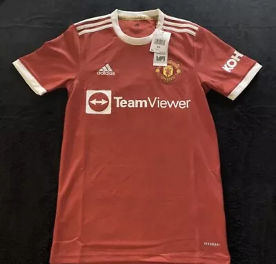 Adidas Manchester United Size XS Soccer Home Jersey 21-22 H31090 MSRP $130 • $39.95