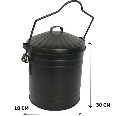 Ash Bucket Fireside Storage Coal Bin Scuttle With Lid Fire Log 14L Bucket • £26.99