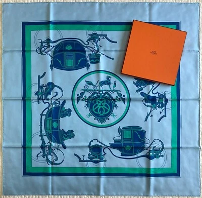 $395 • Buy NWT~HERMES~Ex-Libris~Hugo Grygkar~100% Silk~Carre~Scarf~90cm~Box~Made In France