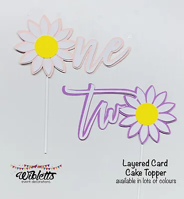 CUTE DAISY FLOWER ONE TWO THEME BIRTHDAY PARTY CAKE CUPCAKE TOPPER. 1 1st 2 2nd • $13.23