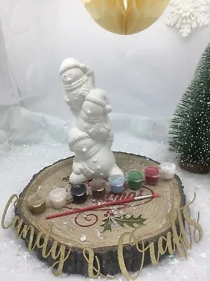Paint Your Own Ceramic Stacking Snowmen Pot Xmas Eve Box Stocking Filler • £8