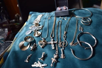 £35 • Buy Job Lot Silver 925 Jewellery Necklaces Charms Earrings Bracelet Bangle Used 