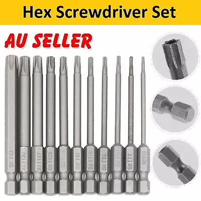 T6-T40 Torx Screwdriver Bit Set Hex Security Magnetic Head Shank Impact Driver • $14.99