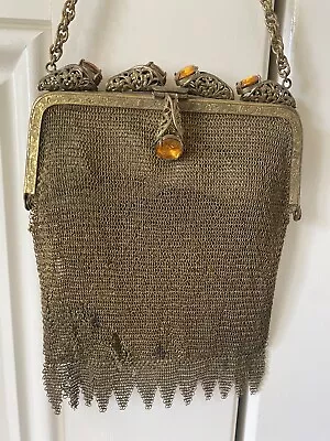 Antique 1920s Fine Gold Mesh Ladies Purse With Stunning Clasp • $125