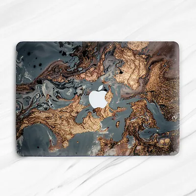 Gray Black Gold Oil Marble Hard Case Cover For Macbook Air 11 13 Pro 13 14 15 16 • $28.46