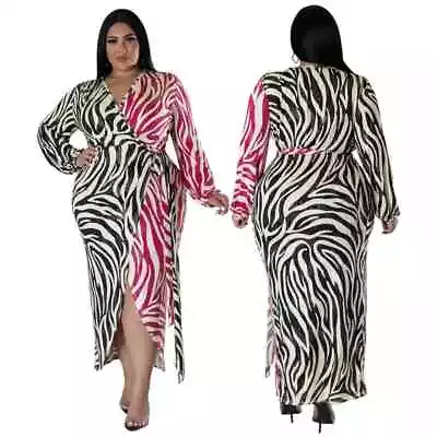 Latest Fashion Plus Size White Zebra Print Irregular Maxi Dress Uk Size 22 • £24