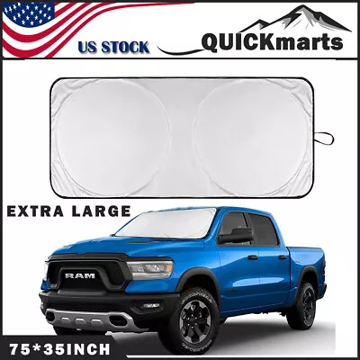 Folding Jumbo Extra Large Car Window Sun Shade Truck Van Visor Windshield Cover • $9.99