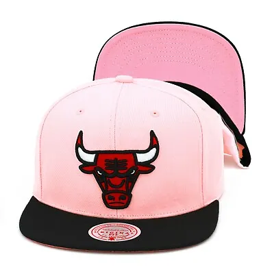 Mitchell & Ness Chicago Bulls Snapback Hat Cap Light (Pastel) Pink/Black • $36.90