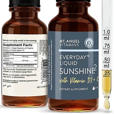 $13.27 • Buy Vitamin D3 + K2 Supplement Drops – Liquid Vitamin D & MK7 W/ Coconut Oil, 2oz
